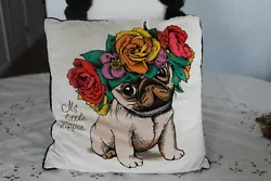 Nicole Miller new york My little Hippie pug velvet 16 x 16 pillow. see 5th picture has very minor spot very visible on...