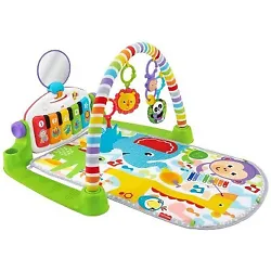 •5 repositionable toys: self-discovery mirror, elephant teether, crinkle panda, lion rattle & monkey cymbal clackers....