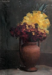 Octave GUILLONNET (1872-1967). Bouquet de fleurs. Huile sur toile signée et datée (18)92. Déchirures de la toile en...