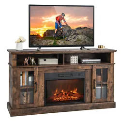 Color:Brown  Material: Engineered Wood + MDF + Steel + Tempered Glass + Plastic  Overall Dimension of TV Stand: 58