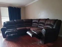 Fairly used sectional sofa couch leather. This is a give away price. Im moving. This sofar is high quality and very...