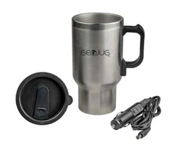Brentwood CMB-16 Black/Silver 12V Car Lighter Heated Coffee Travel Mug Stainless Steel 16oz. • 16oz Capacity. •...