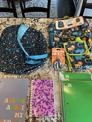 Kids School Backpacks Book Bags Back to School Girls Boys Notebooks Lunch Bag. Two backpacks a lunchbox 3 notebooks a...