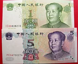 Lot de 2 billets de 1 et 5 Yuan. Toutes les billets et monnaies sont garantis authentiques.