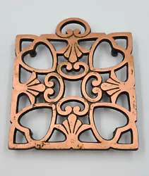 PAMPERED CHEF ROUND-UP FROM THE HEART COPPER PLATED SQUARE SHAPED TRIVET 2008