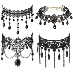100% high quanlity and brand new Gothic Black Flower Lace Beads Choker. Best choice for you on Daily, Parties, Raves,...