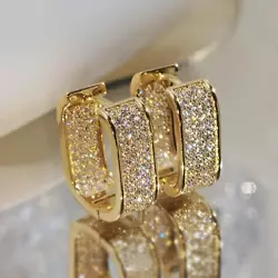 Stone: Cubic Zirconia White/Colorless. Earrings Type: Hoop Earrings (For pierced ears). Plating: Gold, Silver Plated....