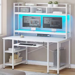 SEDETA Computer Desk with Hutch, Keyboard Tray and Adjustable Shelves. Multi-Function Computer Desk with Hutch &...