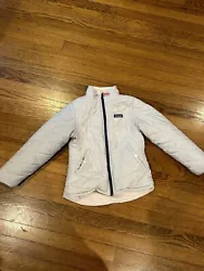 Patagonia Snow Flower Jacket - Girls Small in EUC - Tailored Grey and Light Pink Fleece - Zip Front - USPS Shipping -...
