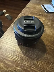 Canon EF 50mm f/1.8 STM Lens. Open boxed but never used it cause I didn’t have the correct adapter to camera.