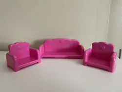 Battat Lil Woodzeez Pink Plastic Reclining Toy Couch Sofa 5.25