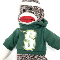 Plushland Collegiate Sock Monkey Stuffed Animal Sienna Saints 12 inch S-GreenGreat preowned condition, clean