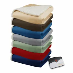 Pure Warmth Blankets luxuriously soft Velour Sherpa electric heated warming blanket. Constructed with ultra-thin wires...