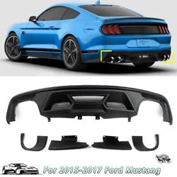 Style: GT500 Style. For 2015-2017 Ford Mustang Matte Black Rear Bumper Diffuser Valance. Type: Rear Bumper Diffuser...