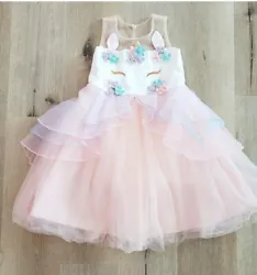 Girls Unicorn Party Dress (Small, 6-7). Recently dry cleaned. Like new. It was adorable on my 6 y.o!
