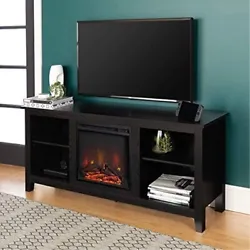 Walker Edison Traditional Black Fireplace TV Stand - Black.