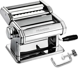 Pasta Roller Machine, Noodles Maker Stainless Steel Rollers and Cutter, 8 Adjustable Thickness Settings, Manual Hand...
