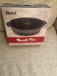 NEW NIP Parini Cookware Bundt Pan Glazed Non-Stick Stoneware Gray Black.