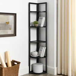 Shelf Tier: 5. Item Type: Corner shelf. Shelf Material: Manufactured wood. Smallest Shelf Weight Capacity: 50lb....