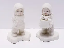 2 Vintage Snowbabies Figurines Snow Babies Lot Present Angel Wings Shy Dept 56.   Pre owned. What you see is what you...