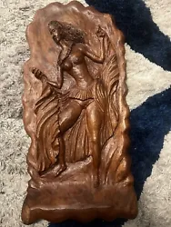 This unique sculpture, hand-carved by a Caribbean artist, showcases a beautiful Caribbean goddess. Measuring 28 inches...