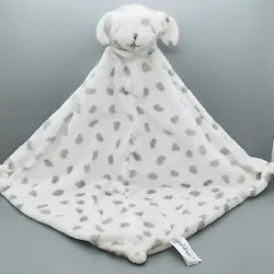 This is agray & white plush Dalmatian Puppy Dog security blanket/lovey by Angel Dear.
