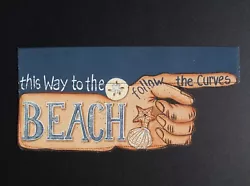 THIS WAY TO THE BEACH Canvas Flag Sign. This is a new flag sign made of sturdy canvas, the images are. painted on both...