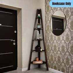 Weve cornered the market on great bookcases! This 5-Shelf Ladder Style Corner Bookshelf gives you storage room in an...
