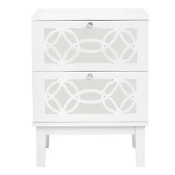 【Space Saving】This Mirrored nightstand with 2 drawers & accent glass Handle provides enough space for storage of...