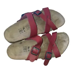 Womens Birkenstock Birkis Sandals Size 39 L 8 - M 6 Red Great Condition.