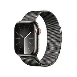 Apple Watch Series 9 GPS + Cellular Acier Inoxydable Graphite Bracelet Milanais 41 mm - Montre connectée 4G LTE -...