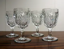 They are colorless in the New England pineapple pattern. This style was a popular MCM style of pressed glass. These are...
