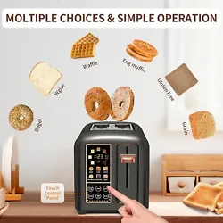 Toaster 2 Slice Stainless Steel Bread Toaster With Lcd Display And Touch Buttons.