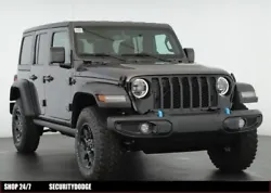 This ALL NEW 2023 Jeep Wrangler Willys 4xe features the granite crystal metallic clear coat exterior and black cloth...