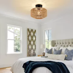 This elegant and farmhouse design creates bohemian style to your room. This rattan ceiling light requires E26 bulb,...