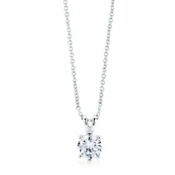 This solitaire pendant necklace can amp up any ordinary outfit into a classic elegant look. Stone: Set with premium...