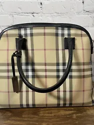 Authentic BURBERRY Vintage Nova Check Hand Bag Purse PVC Leather Beige. In good preowned condition Some tiny marks on...