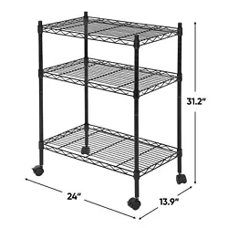 3-Shelf shelving unit for your kitchen, office, garage, and more. Material:Carbon Steel+ABS+PP. Durable steel...