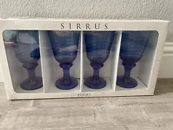 Vintage Libbey Sirrus Blue Wine / Water Glasses - New In Box (Set Of 4). Each glass measures approx. 7 1/2 inches tall...