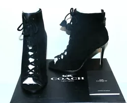 Style:Lena Lux. Features: Suede, Lace Up, Open-Toe, Stiletto Heel. Size: US 6. Condition: New in Box.