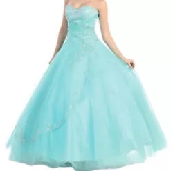 Fashion quinceanera sweet sixteen ball gown dress with corset back. size XL color: aqua.