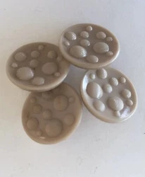 Lot De 4 Boutons Anciens En Verre Beige Art Deco .2,3cm