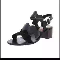 Block Heel. Color Black Multi Leather.