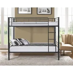Zimtown Metal Bunk Bed Twin Over Twin Heavy Duty Bed Frame with Safety Guard Rai.