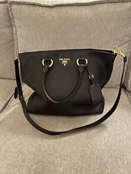 Prada Vitello Phenix Handbag Tote Bag Black 100% Authenitc Good Condition 1BG865. See last photo for very small mark on...