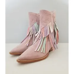 Free People Lawless Fringe Western BootsPink Multicolor Suede LeatherSize 37Head west in these so cool,...