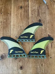 Techflex solid fiberglass thruster fins Futures system in good shape some wear, fully functional, sold as is. $40. plus...