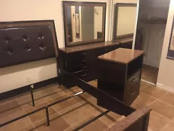 Queen Size Boxspring. Dresser with mirror. Large nightstand.