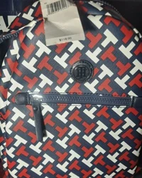 Tommy Hilfiger Women’s Tommy Logo Faux Leather Backpack NWT Red White Blue.