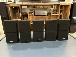 5 BOSE BLACK ACOUSTIMASS DOUBLE CUBE SURROUND SPEAKERS TESTED SOUND GREAT A LITTLE DUSTY HAVE SOME SCRATCHES/SCUFFS...